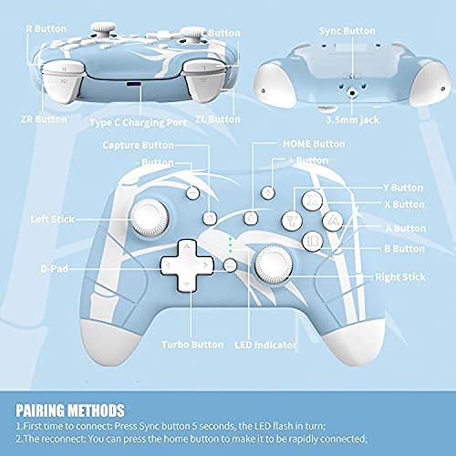 Wireless Switch Controller, Mytrix Controllers for Nintendo Switch/Lite, Enhanced Switch Pro Controller, Auto-Fire Turbo, Motion Control, Wake-Up, Headphone Jack, Adjustable Vibration Vibration, Bamboo Blue Wireless Switch Controller, Mytrix Controllers for Nintendo Switch/Lite, Enhanced Switch Pro Controller, Auto-Fire Turbo, Motion Control, Wake-Up, Headphone Jack, Adjustable Vibration Vibration, Bamboo Blue